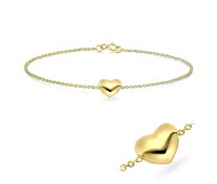 Gold Plated Big Heart Silver Bracelets BRS-90-GP